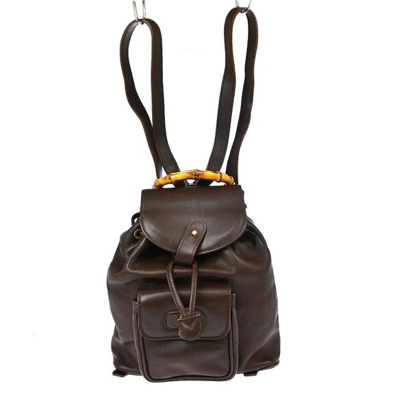 Gucci Brown Bamboo Backpack 003 2058 0030 XX07469 - Picture 1 of 8